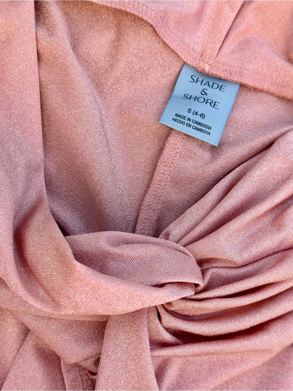 NWT Shade & Shore Blush Shimmer Pink Twist Front Swim Cover Up Skirt - Picture 3 of 6